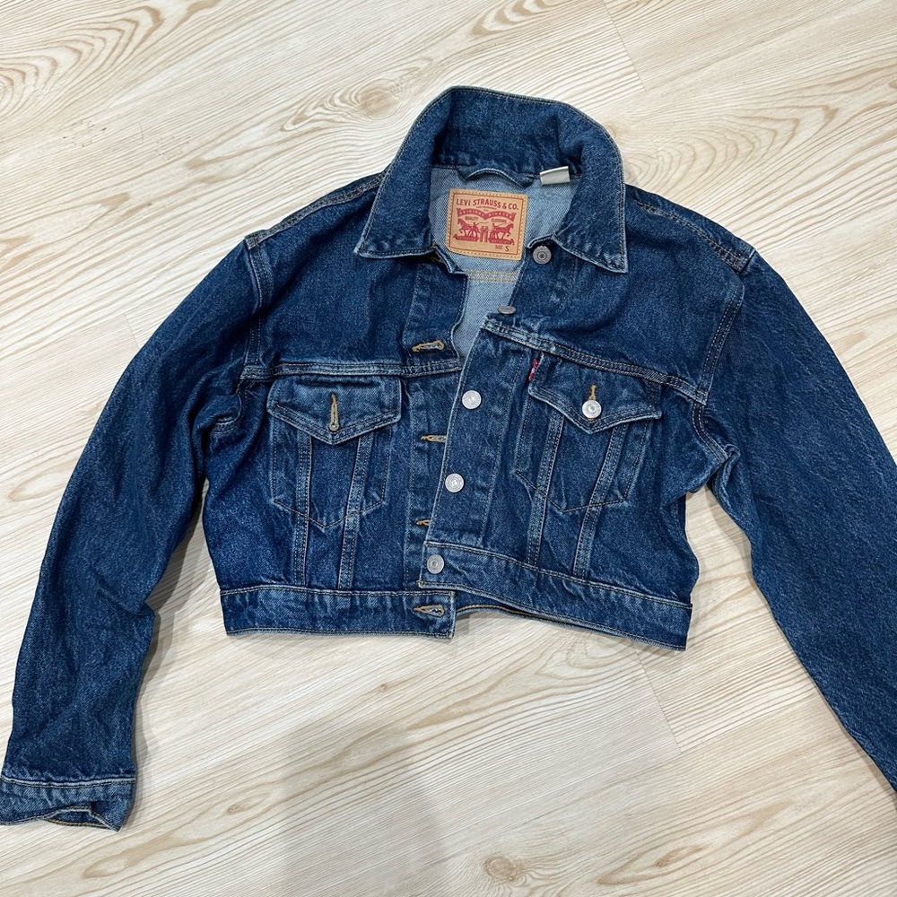 Levi's Dark Blue Cropped Denim Jacket